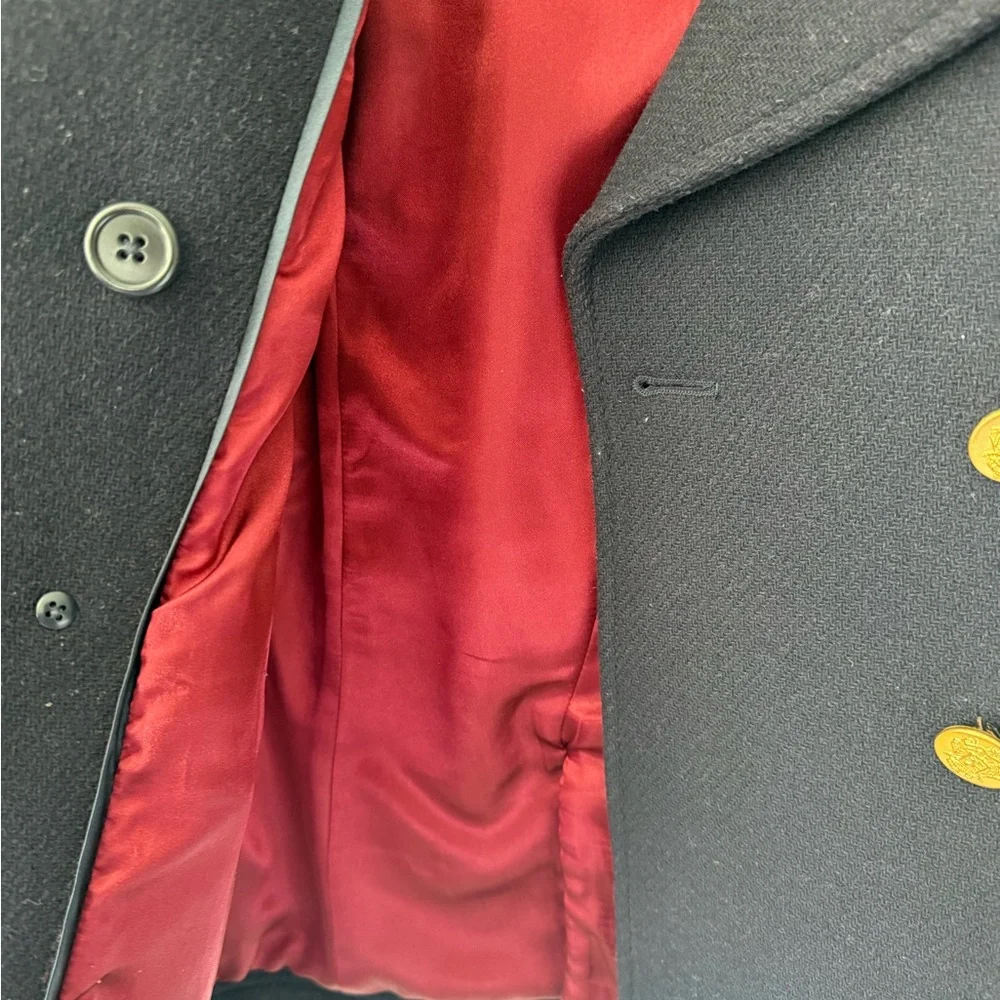 J. Crew Navy Double-Breasted Peacoat with Gold Buttons-0P - Picture 3 of 5